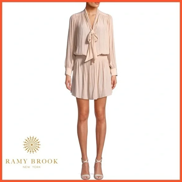 Ramy Brook Blush Pink Tie Neck Winslow Dress